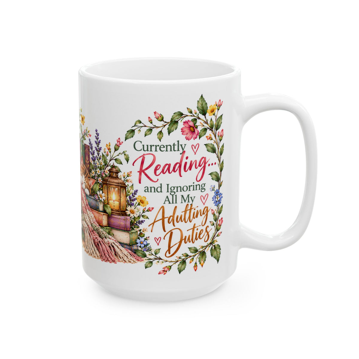 Cozy Book Lover Floral Ceramic Mug
