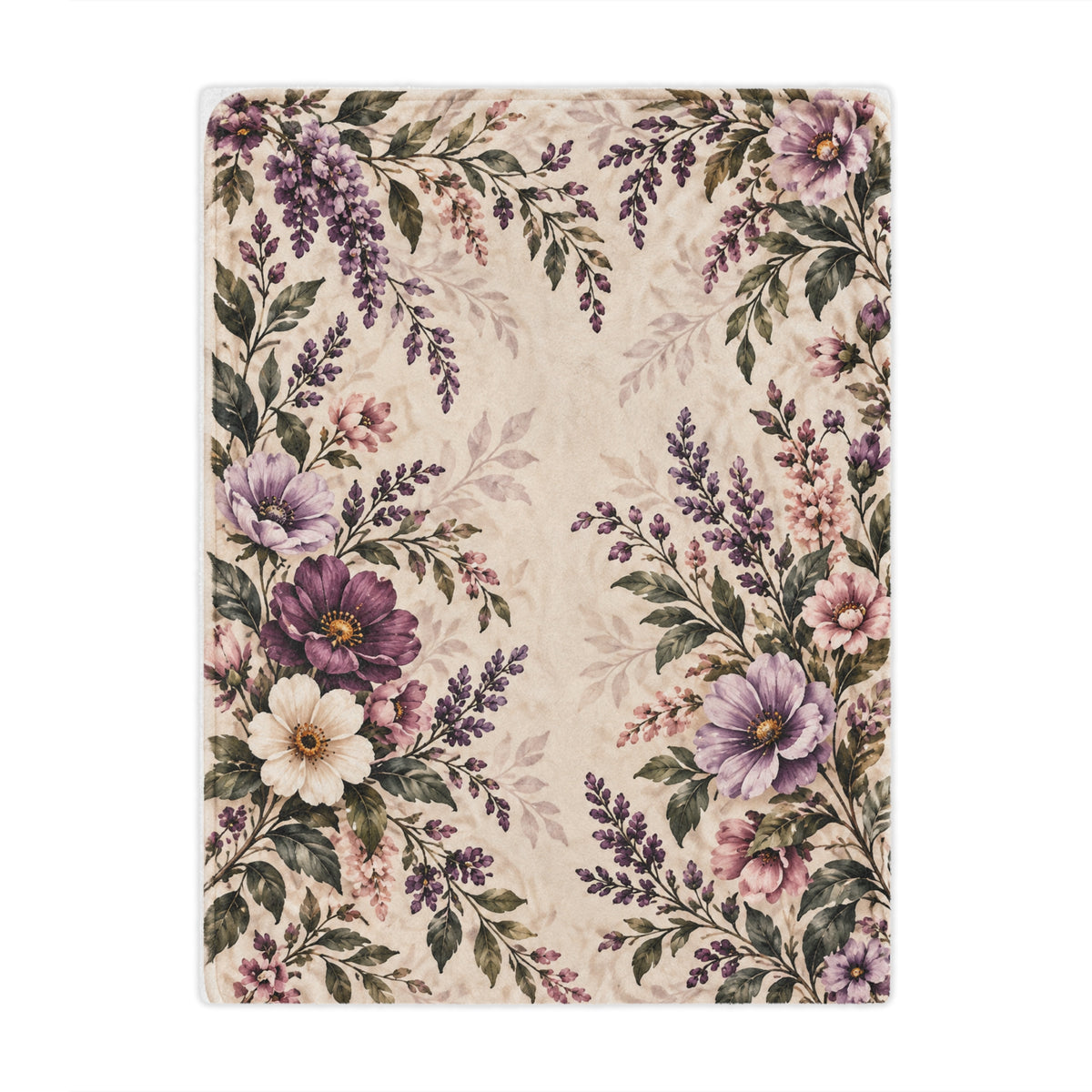 Lavender Whispers – Vintage Floral Minky Throw Blanket