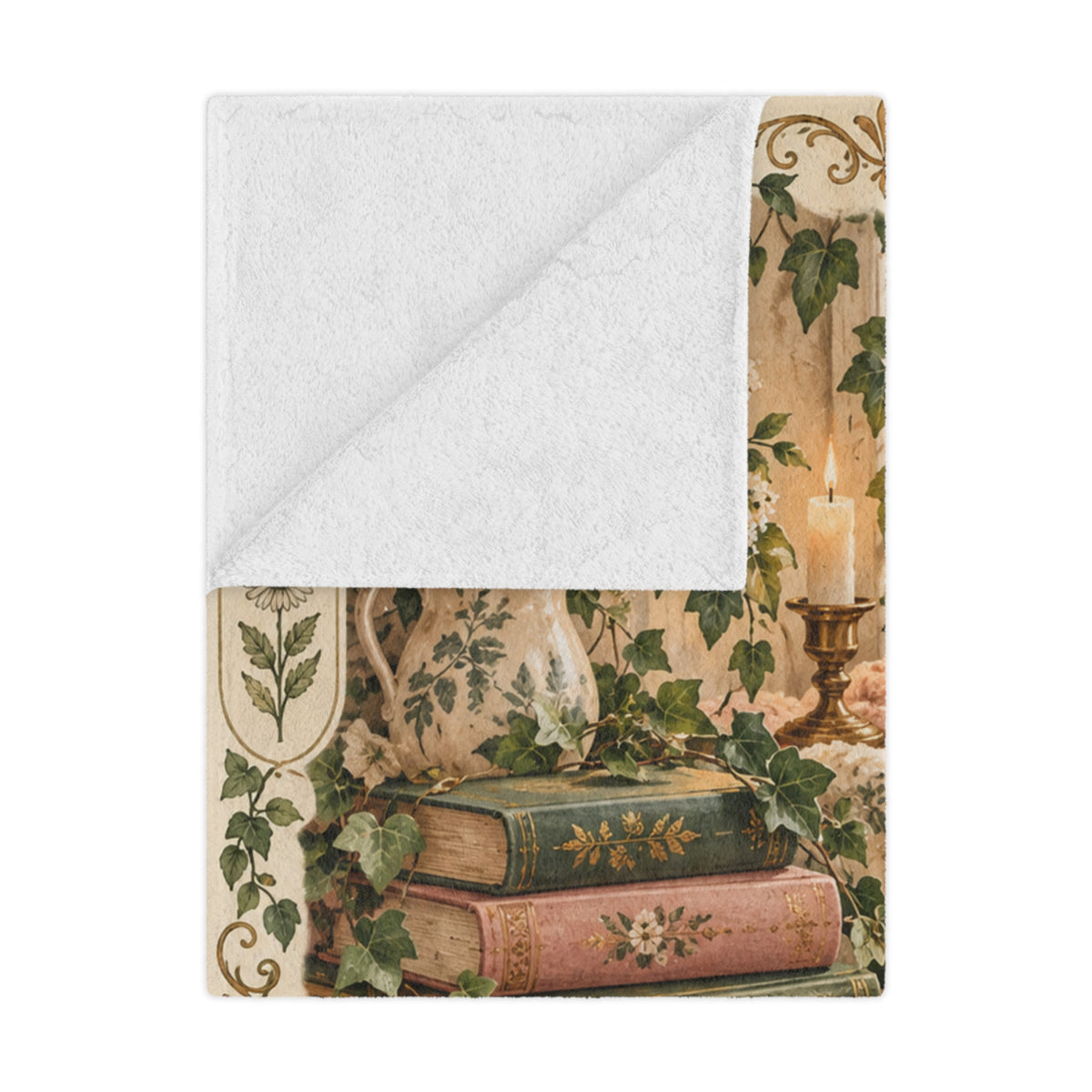 Whispers of the Cottage – Vintage Bookish Floral Minky Blanket