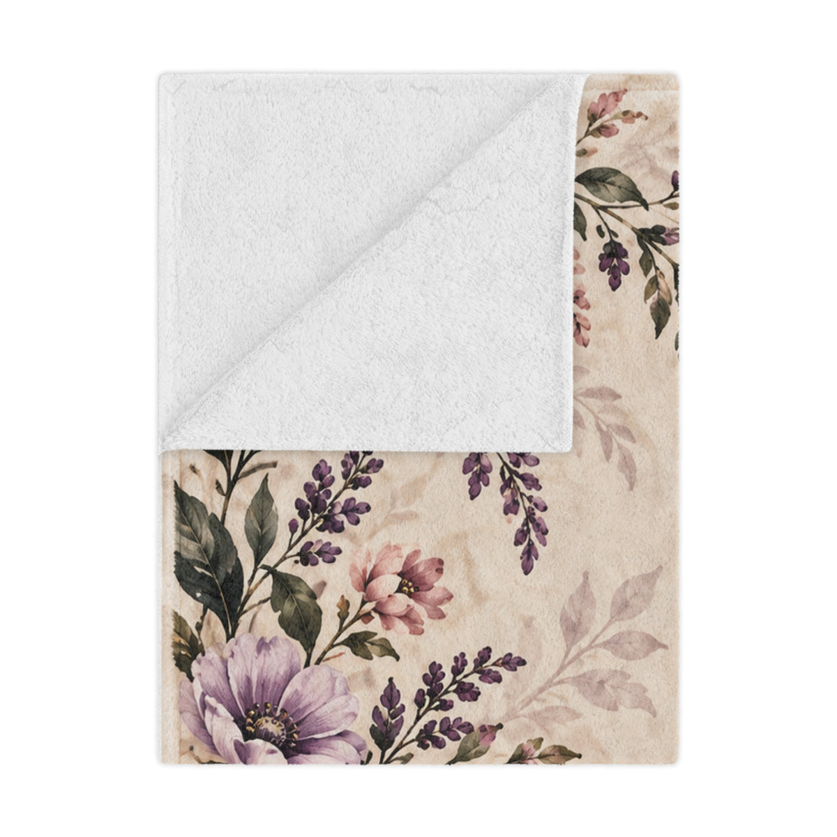 Lavender Whispers – Vintage Floral Minky Throw Blanket