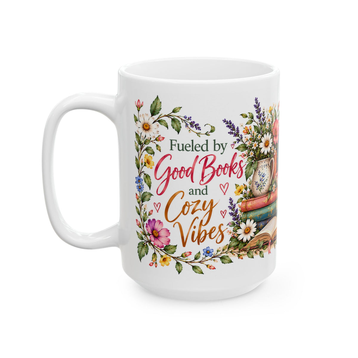 Cozy Book Lover Floral Ceramic Mug