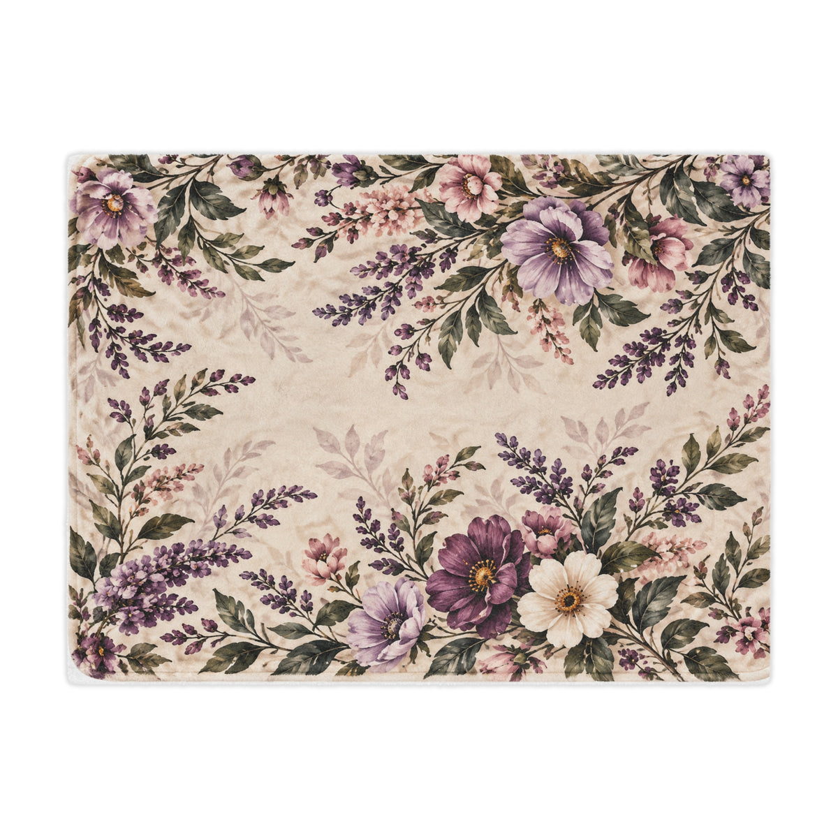 Lavender Whispers – Vintage Floral Minky Throw Blanket