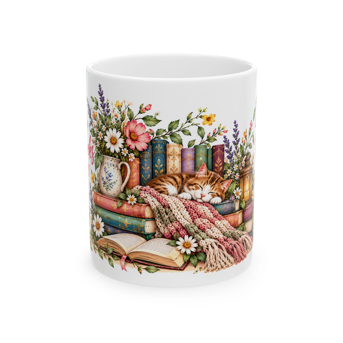 Cozy Book Lover Floral Ceramic Mug