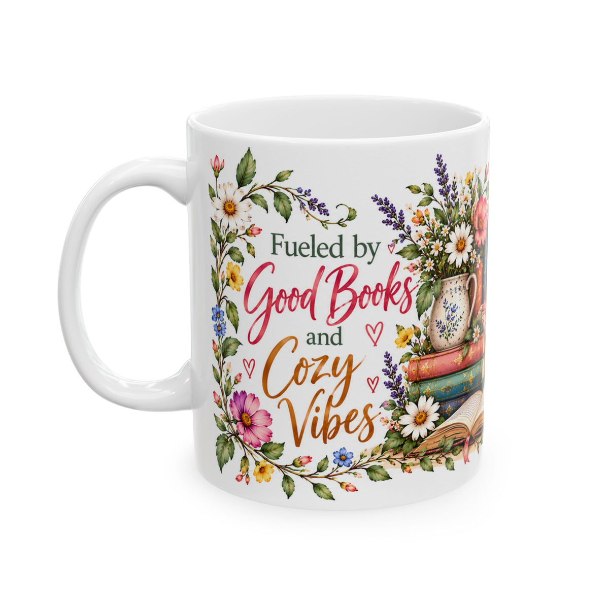 Cozy Book Lover Floral Ceramic Mug