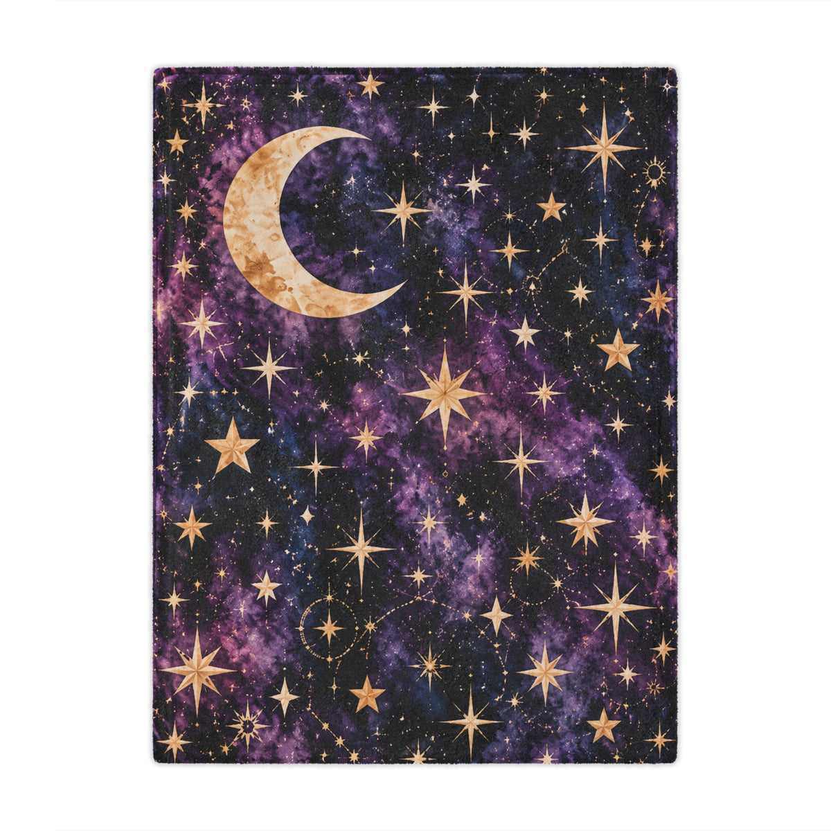 Heavenly Nights – Purple Celestial Moon & Stars Minky Blanket
