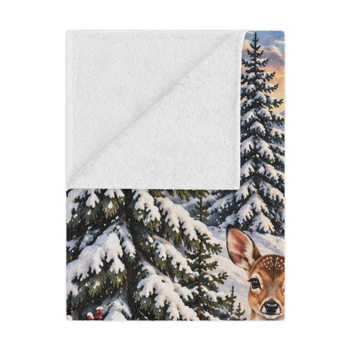 Winter Woodland Retreat – Cozy Deer & Rabbit Minky Blanket