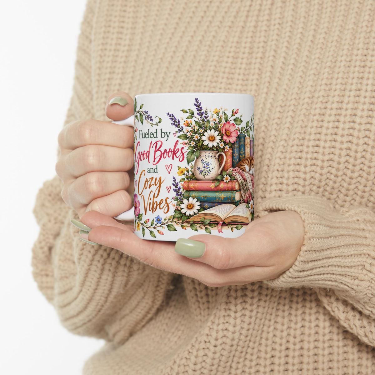Cozy Book Lover Floral Ceramic Mug