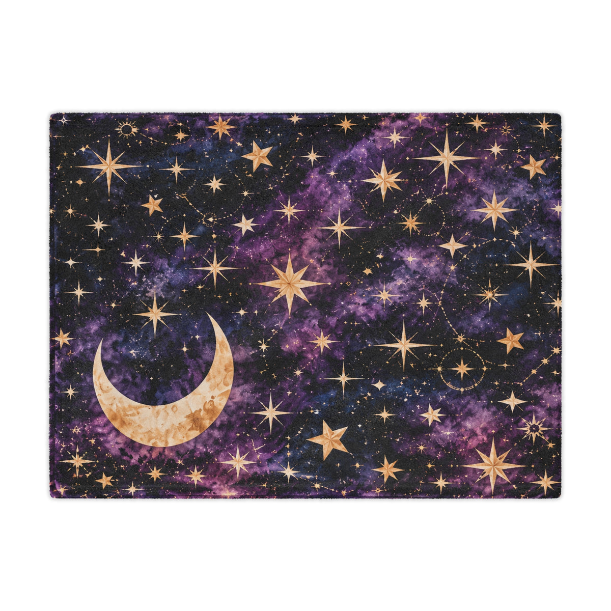 Heavenly Nights – Purple Celestial Moon & Stars Minky Blanket