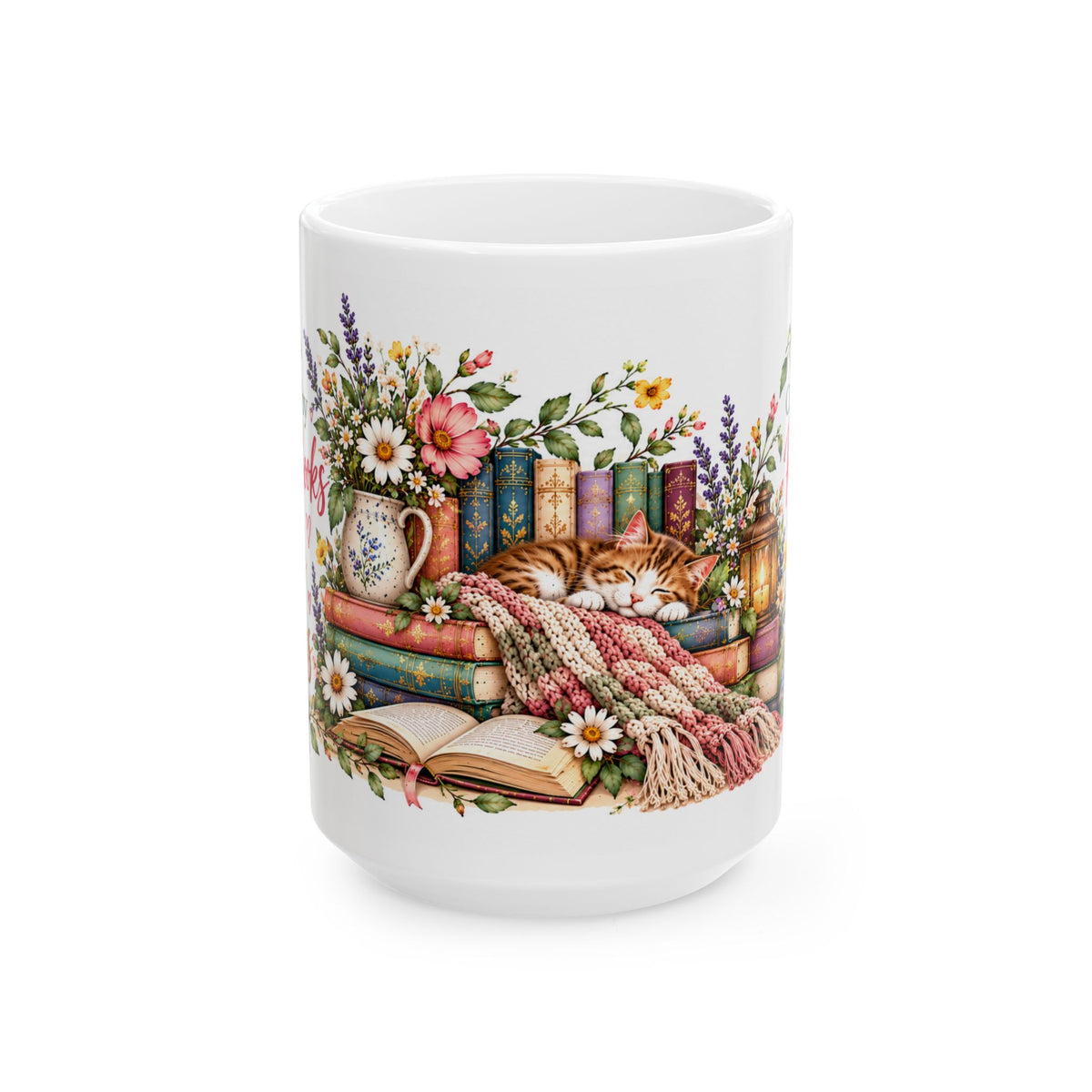 Cozy Book Lover Floral Ceramic Mug