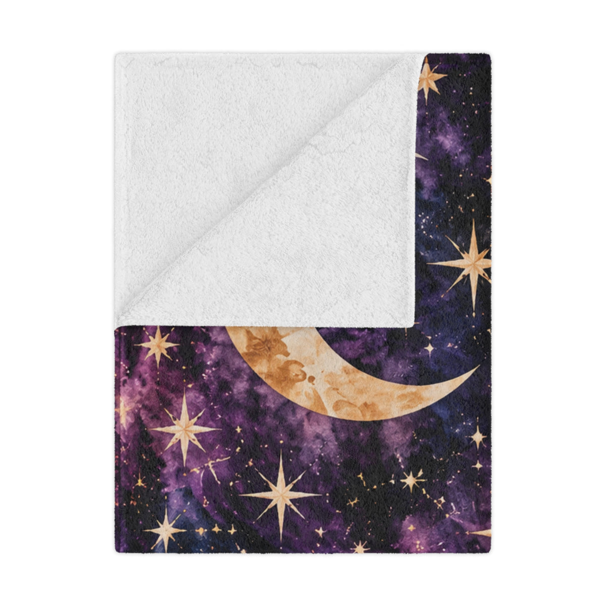 Heavenly Nights – Purple Celestial Moon & Stars Minky Blanket